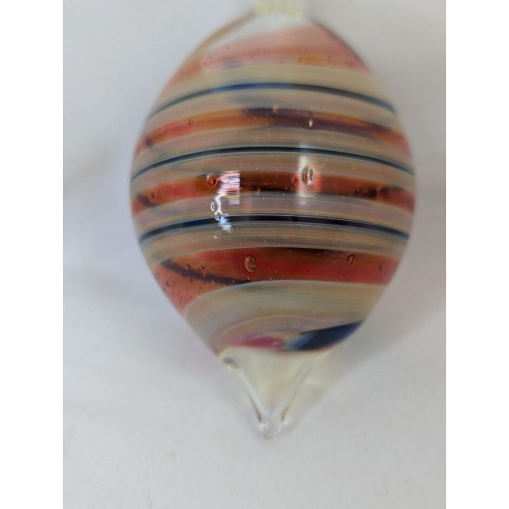 Hand Blown Glass Ornament Stripes 4 Inch - Picture 3 of 5